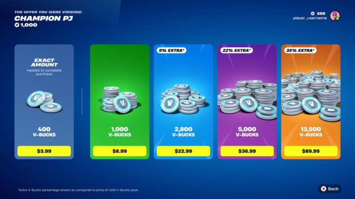 Fortnite V-Bucks Exact Amounts Coming October 14